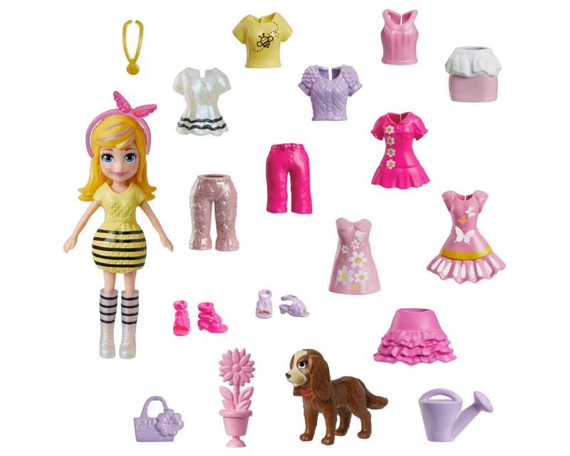 POLLY POCKET DOLL & 18 ACCESSORIES