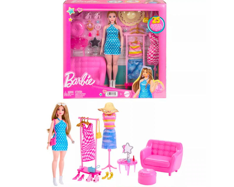 MUÑECA MARCA BARBIE ESTILISTA Y ARMARIO