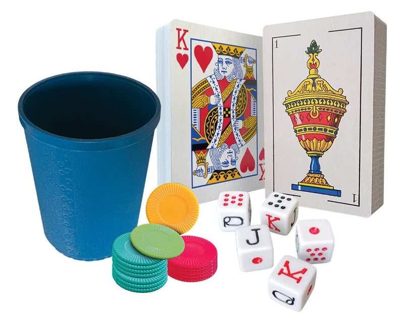 NOVELTY, SET DE JUEGOS CUBILETE Y BARAJAS FOIL