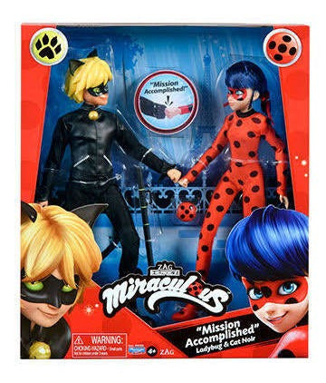 Set Muñeca Ladybug Y Cat Noir Miraculous 2 Pack Figuras