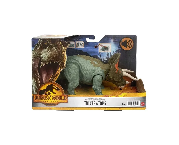 Jurassic World Triceratops Azul Dinosaurio Ruge Y Ataca