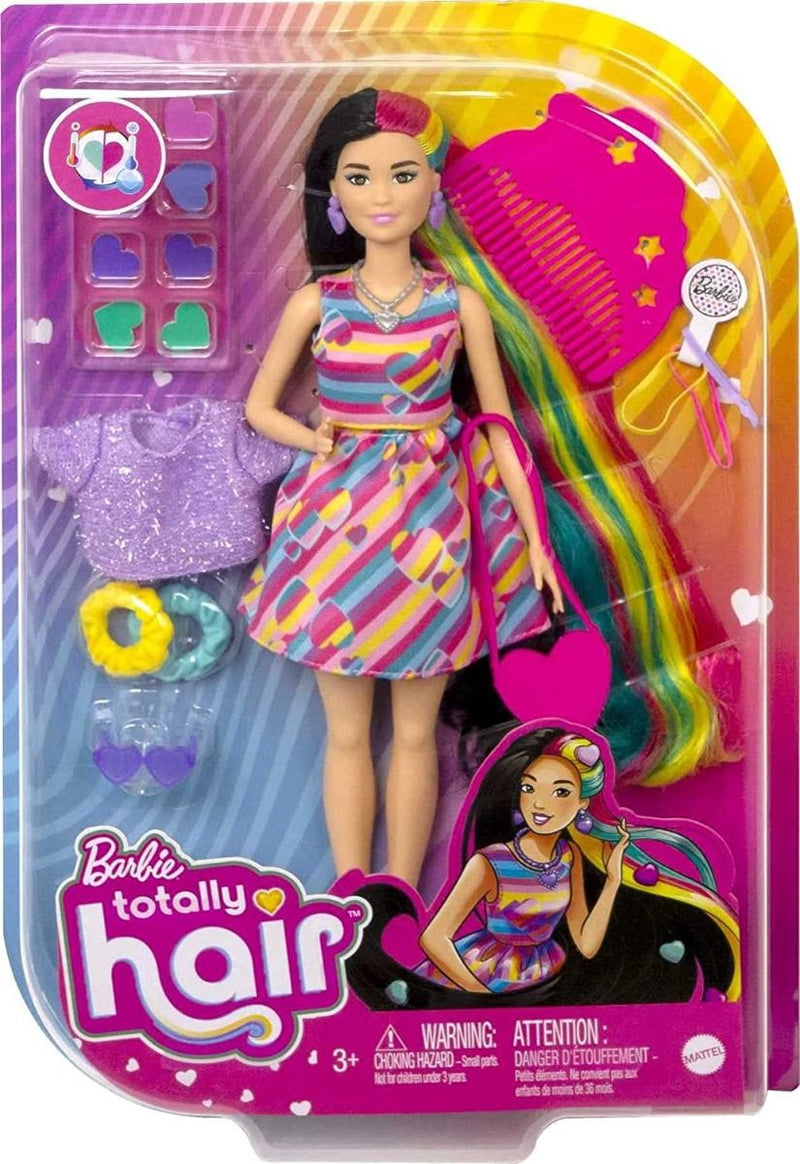 Barbie Fashion & Beauty Totally Hair Vestido de Rayas de Colores