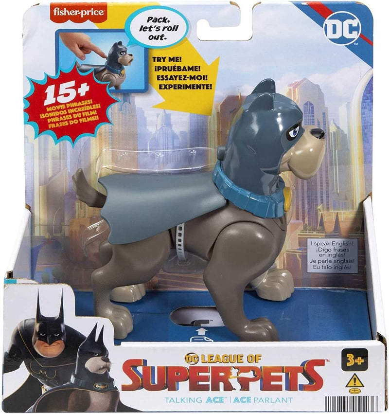 DC Liga de Super Mascotas Ace parlanchín Figura de juguete con sonidos